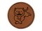 Pit Bull Happy Laying Down Dog Round Iron-On Engraved Faux Leather Patch Applique - 2.5"
